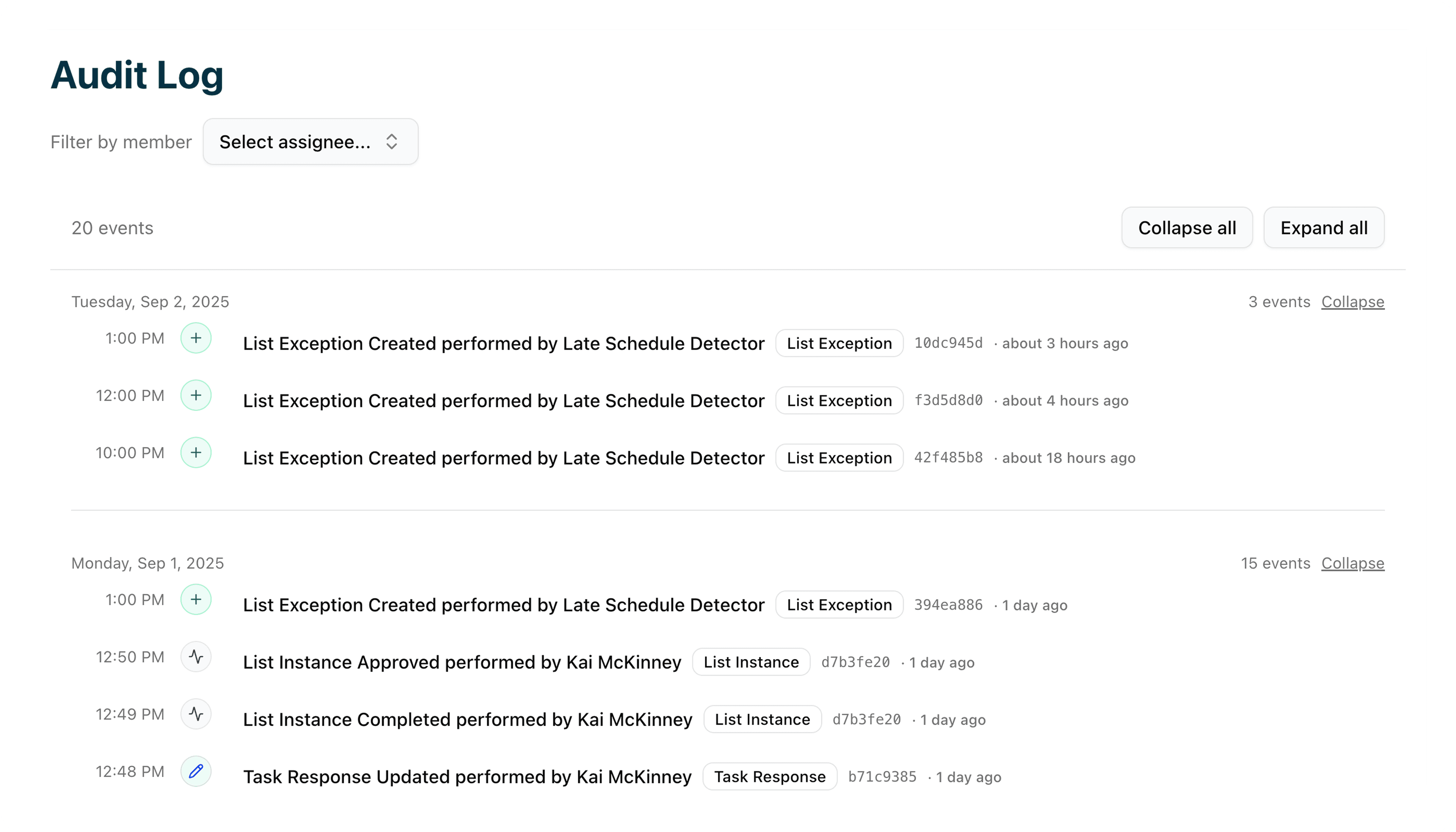 Audit log